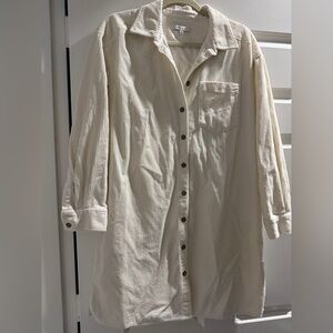 Madewell Off-White Corduroy Shirt Dress
